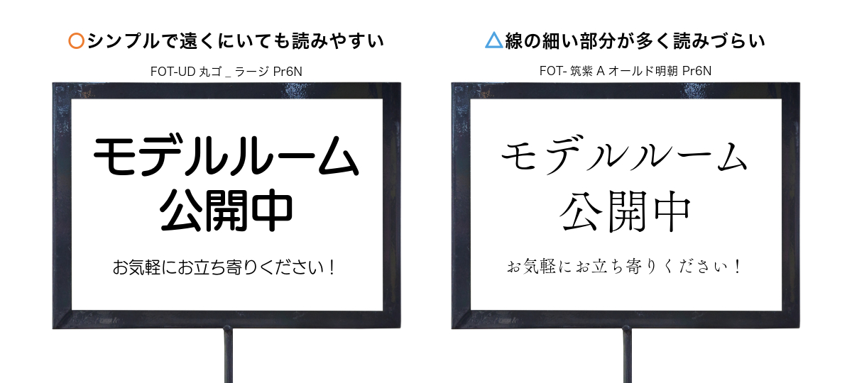 看板、案内板などで読みやすいフォント