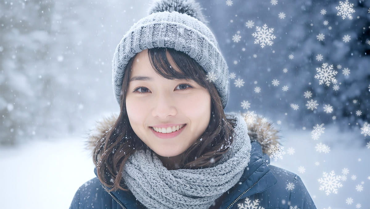 雪の結晶を散りばめる