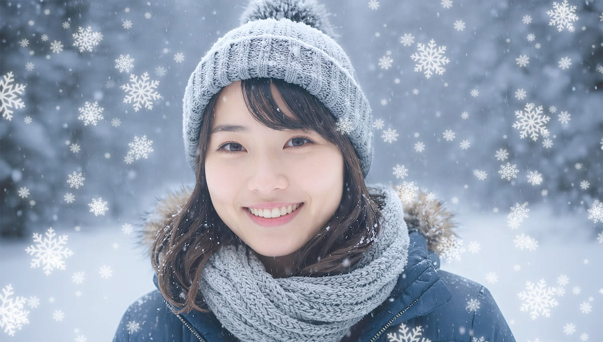 雪の結晶を散りばめる