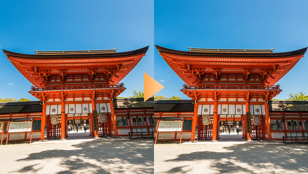 写真の傾きを整えて、自然な仕上がりに