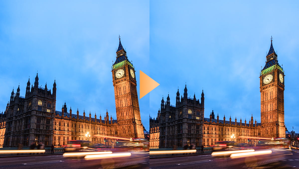 建物や被写体の角度を整えて、見やすくする