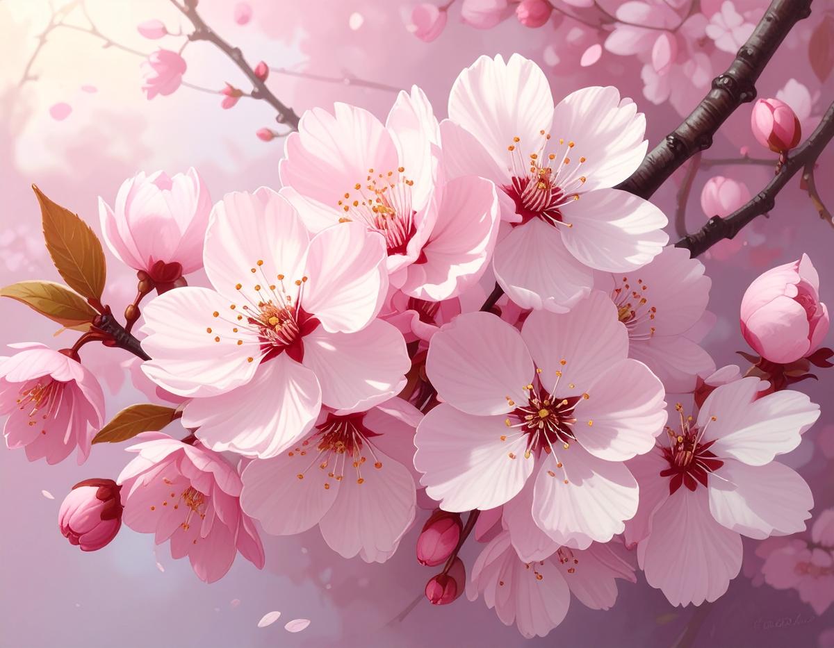 桜の花アップ リアルなイラスト