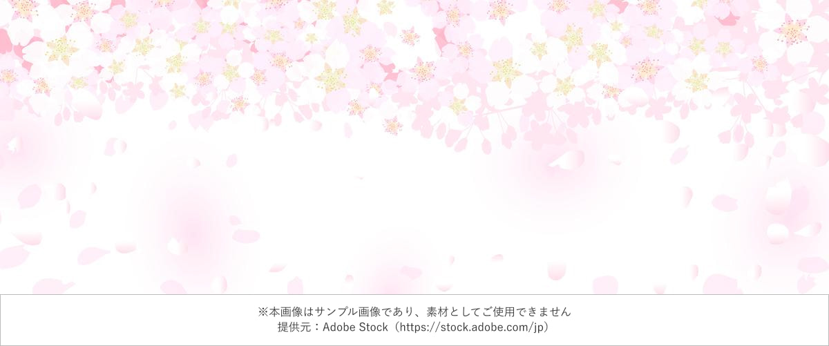 桜と花びらが上から降り注ぐ春の背景
