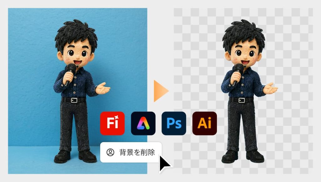 AdobeExpressやAdobe Photoshopで綺麗に画像を切り抜けているイメージ