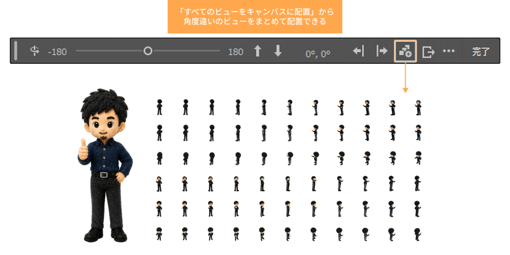 「すべてのビューをキャンバスに配置」を使った例