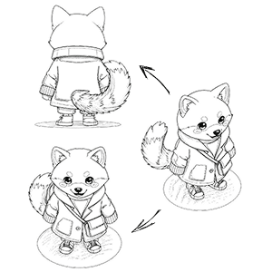 別アングルを描く前のラフやあたり